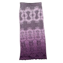 Vintage 90s Crochet Purple Shimmer Lined Ombre Lace Crochet Midi Skirt s... - $43.19 CAD