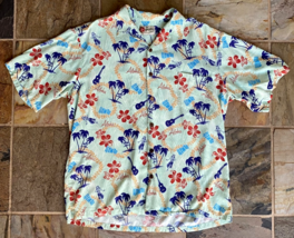 Hilo Hattie Hawaiian Shirt-XL-Floral, Ukulele, Palm Tree, Hula Girl-Butt... - $25.00
