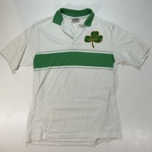 Boston Celtics Polo Shirt Vintage 80s Screenmates White Mens Medium/M Ma... - £13.42 GBP