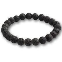 Black Lava Natural Stone Beads Bracelets for Women Vintage Design Volcanic Rock  - £8.20 GBP