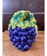 Decorative Ceramic Pitcher Bunch of Purple Grapes Leaf Spout Branch Handle - £12.38 GBP