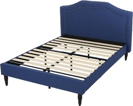 Hunter Macarthur Contemporary Fabric Upholstered Queen Sized Bed Set, Navy Blue - £268.52 GBP