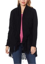 Colleen Lopez Fringe Sweater Cardigan (BLACK, SMALL) 762440 - $17.99