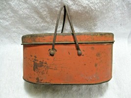 Antique Collectible Metal Two Handle Lunch Box-Display-Diner-Home-Nice Patina!!! - £25.95 GBP