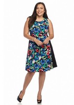 NEW CONNECTED BLACK BLUE FLORAL CAREER DRESS SIZE 14 W SIZE 16 W SIZE 20... - $63.56