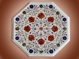  Size: 15&quot;x15&quot; Inch Material: Marble &amp; Semi Precious Inlay Stones Shape:... - $325.00
