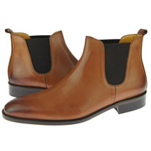 Alex D &quot;Austin&quot; Chelsea, Men&#39;s Dress/Casual Leather Ankle Boots, Cognac - £117.50 GBP