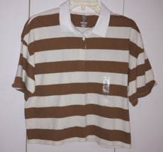 GAP TEEN SS BROWN/WHITE STRIPED KNIT PULLOVER SHORT TOP-18/20-NWT-NICE - $13.09