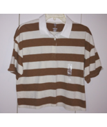 GAP TEEN SS BROWN/WHITE STRIPED KNIT PULLOVER SHORT TOP-18/20-NWT-NICE - £10.34 GBP