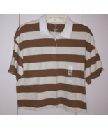 GAP TEEN SS BROWN/WHITE STRIPED KNIT PULLOVER SHORT TOP-18/20-NWT-NICE - $13.09