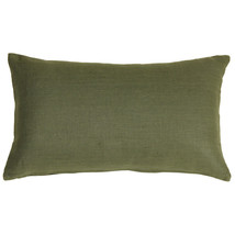 Tuscany Linen Fig Green Throw Pillow 12x19, Complete with Pillow Insert - £24.93 GBP
