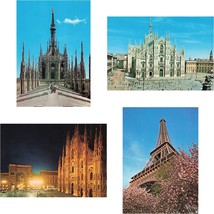 x3 Vintage Postcards Milano, Italy and 1 intage Post Card Eiffel Tower Paris - £9.89 GBP