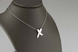 Tiffany &amp; Co. Sterling Silver Paloma Picasso X Kiss Pendant Necklace 16&quot; Chain - £185.09 GBP