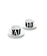 FAUCHON - 2 FAUCHON porcelain coffee cups with saucers set - 5.07oz / 150ml - $99.95