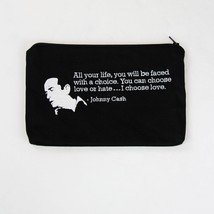 Embroidered Quotes Wallet Coin Make-up Pouch 9&quot; x 6&quot; - Johnny Cash - £12.82 GBP