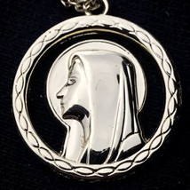 Mother Mary Madonna Catholic Gold Tone Christian Vintage Necklace Medal ... - $12.00