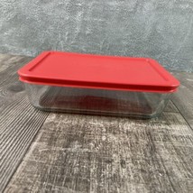 Pyrex Clear Glass Baking Storage Dish Baker With Red Lid 1.5 L 8 X 6 X 2 ~ 7211 - £7.47 GBP