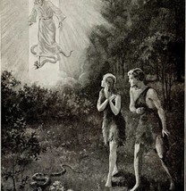1935 Adam And Eve Snake And Promised Saviour In Eden Religious Art Print DWN10B - £31.44 GBP