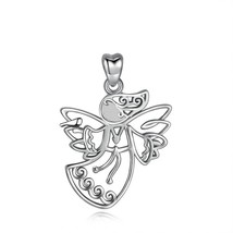 New 925 Sterling Silver lucky Angel Girl Pendant butterfly Necklace unique Jewel - £18.71 GBP