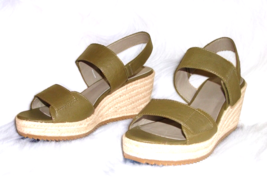 $209 Eileen Fisher Espadrille Wedge Leather Sandals 7 1/2 Shoes 3&quot; Heel ... - $82.47