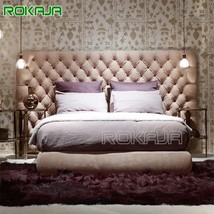 European Style Nubuck Soft Leather Bed Double Bed Bedroom Queen King Size Bed Br - £11,818.32 GBP