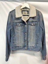 Ashley Vintage Distressed 80&#39;s style Denim Jacket Coat Sherpa Lined  Jun... - $29.67