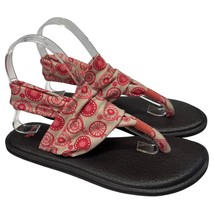 Sanuk Sandals Womens 7 Pink Bicycle Sling Back Cushion Preppy Yoga Casual - $21.77