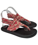 Sanuk Sandals Womens 7 Pink Bicycle Sling Back Cushion Preppy Yoga Casual - €18,64 EUR