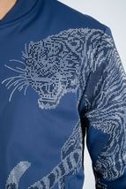 Mens Platini Bamber Jacket with Lion Rhinestone Design Zip up BMJ8133 Blue image 4