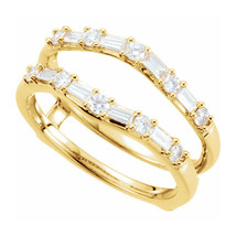 Bague Solitaire Garde Rehausseur 14k Jaune Plaqué Or Rond Simulé Diamants - £71.43 GBP