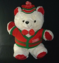 18&quot; VINTAGE 1989 CHRISTMAS KMART TEDDY BEAR RED SANTA CLUB STUFFED ANIMA... - £33.52 GBP