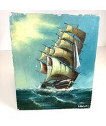 Vtg Signed Original Oil Painting On Canvas 8x10 Boat Ship Nautical BEAUT... - $1,393.35 MXN