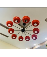 Modern 10 Lights Red Sputnik Chandelier Brass Handcrafted Modern Mid Cen... - $991.58 CAD