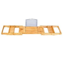 Bathtub Caddy Tray Crafted Bamboo Bath Tray Table Extendable Reading Rack Tab... - £36.93 GBP