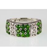 Sterling Silver Peridot &amp; Diamond 8mm Band Ring Size 7 - $2,509.37 MXN