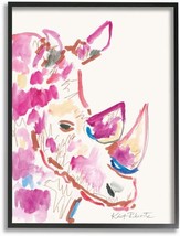 Stupell Industries Rhino Illustration Safari Animal Pink Blue Wall Art,, Color - £69.43 GBP