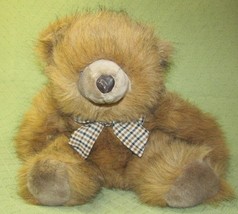 1988 Playful Plush Teddy Bear 16&quot; Vintage Chrisha Stuffed Brown Bow Animal Toy - £27.54 GBP