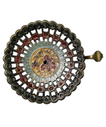 5&quot; Vintage Penco Brass Cloisonne Pedestal Dish With Handle India Blue Re... - $24.99