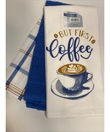LOT of 3 Kitchen Towels Set Men Guy Unisex Coffee Lover saying But First... - $11.85