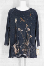 JESS &amp; JANE Mineral Washed Shirt Together Floral Black NWT Small Medium - $55.99
