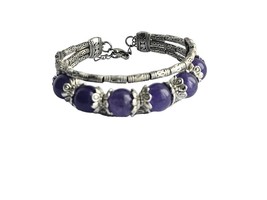 Tibet Tibetan Silver Unique Design  Amethyst Stone Bracelet Bangle Magick - £17.94 GBP