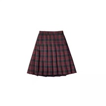 Wine Red Plaid Midi Skirt Women Plus Size Pleated Plaid Skirt Christmas Outfit image 3