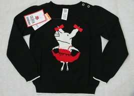Gymboree Girls Sweater Pullover S 5 6 Olivia Pig Black Cotton Long Sleeve New - $34.99