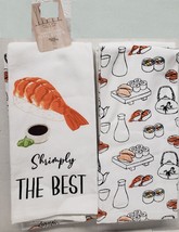 Set Of 2 Different Jumbo Kitchen Towels (18 X 28&quot;) Sushi, Shrimply The Best, Hw - £11.86 GBP