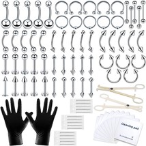 84PCS Body Septum Piercing Kit 14G 16G Tools for Nose Tongue Lip Ear Eye... - $448.91 MXN