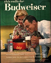 1963 Budweiser woman dinner with beer vintage print ad nostalgia c9 - £19.21 GBP