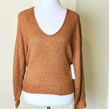 New Abound Sweater Size XS Womens Brown Amber Long Sleeve V-Neck Boucle ... - £15.06 GBP