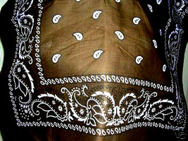 NEW CLASSIC ORIGINAL DARK BROWN PAISLEY BANDANA HEAD WRAP SCARF BELT &amp; MORE - $3.99