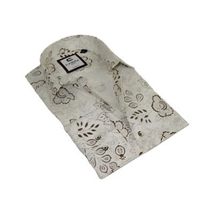 Men's Shirt By CASILA Turkey Cotton Blend Long Sleeves 501700-07 Brown Floral image 5