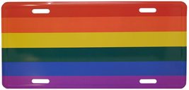 Rainbow Striped LBGTQ 6&quot;x12&quot; Aluminum License Plate Car Tag - £3.83 GBP